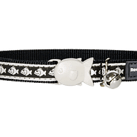 Red Dingo Cat Reflective Collar - Fish Black