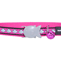 Red Dingo Cat Reflective Collar - Fish Hot Pink