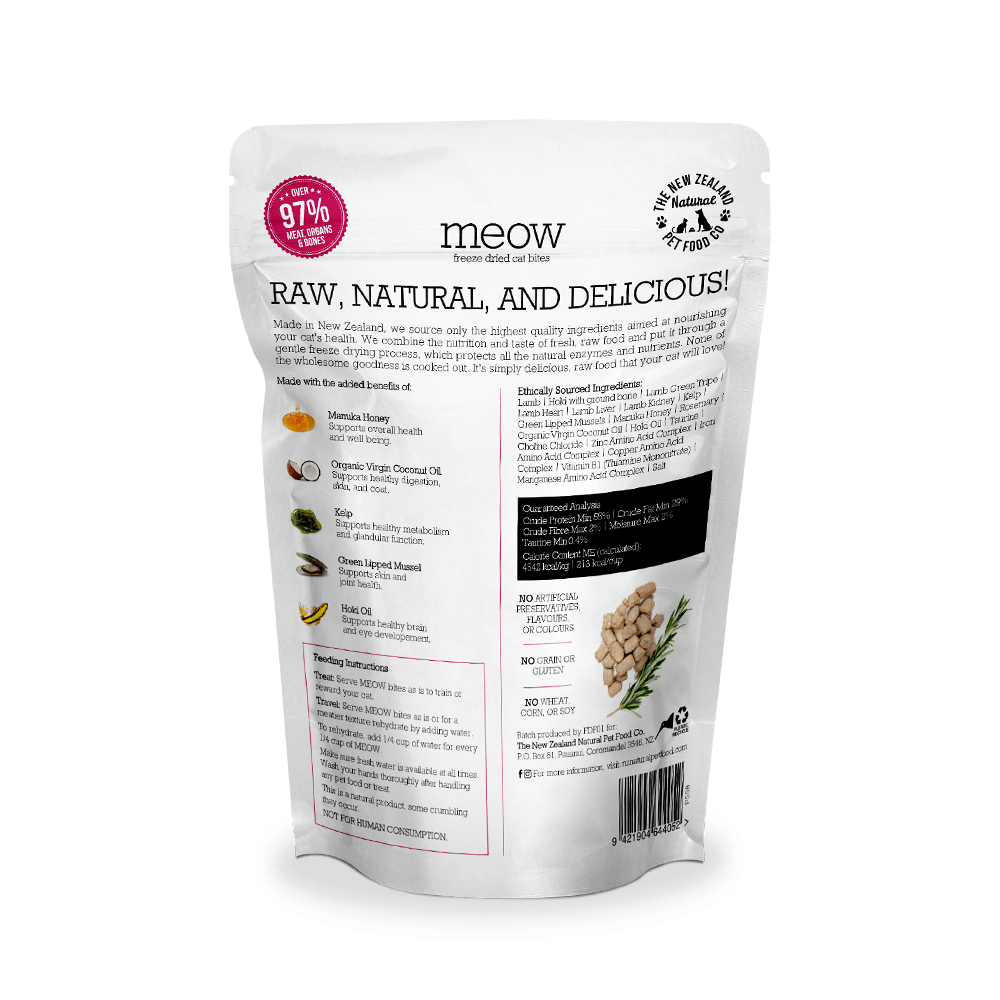 MEOW F/D Raw Lamb & Hoki Cat Treats 50g
