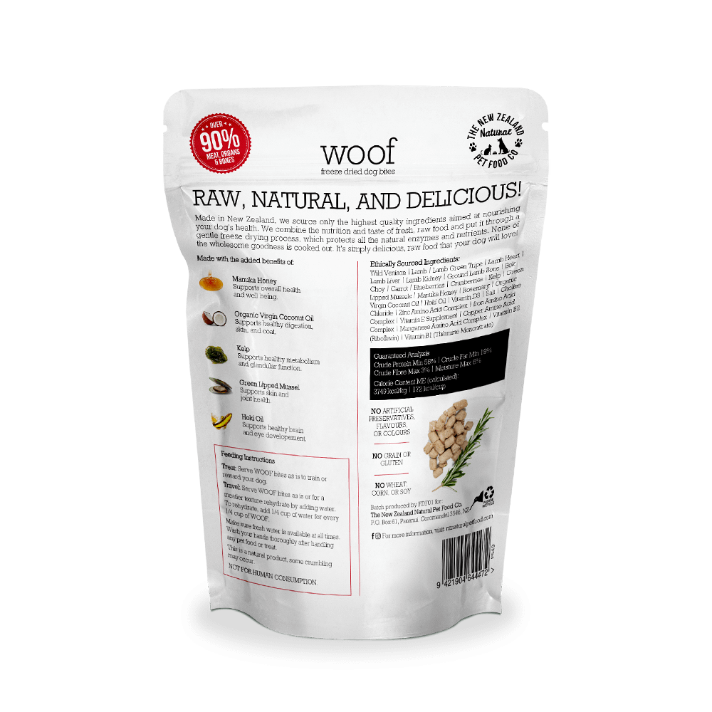 WOOF Freeze Dried Raw Venison Dog Treats 50g