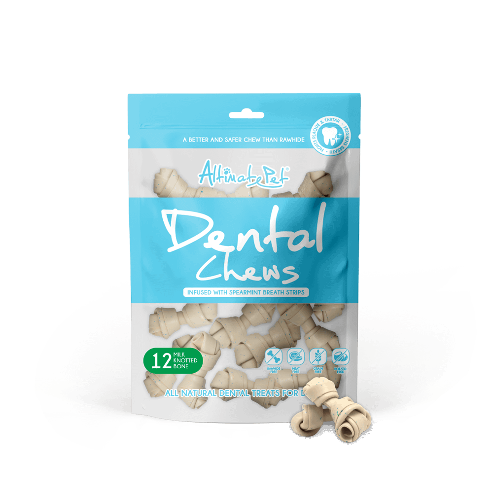 Altimate Pet Infused with Spearmint Breath Strips Dental Chews - Knotted Bone (12pcs) Treats for Dog 150g