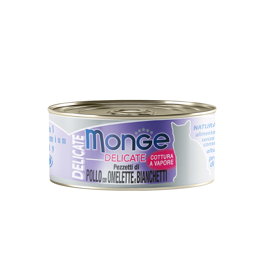 Monge Delicate Chicken with Omelette & Whitebait Wet Food for Cats 80g