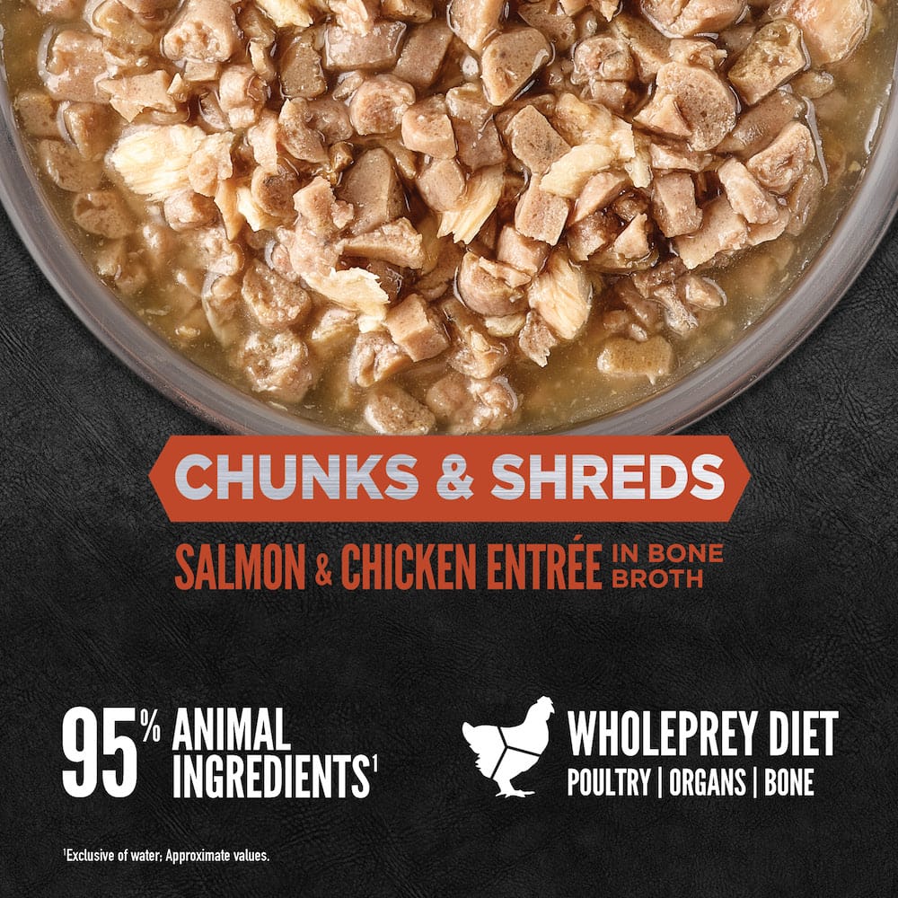 ORIJEN Chunks & Shreds Salmon & Chicken Entree In Bone Broth Wet Cat Food 85g - Image 2
