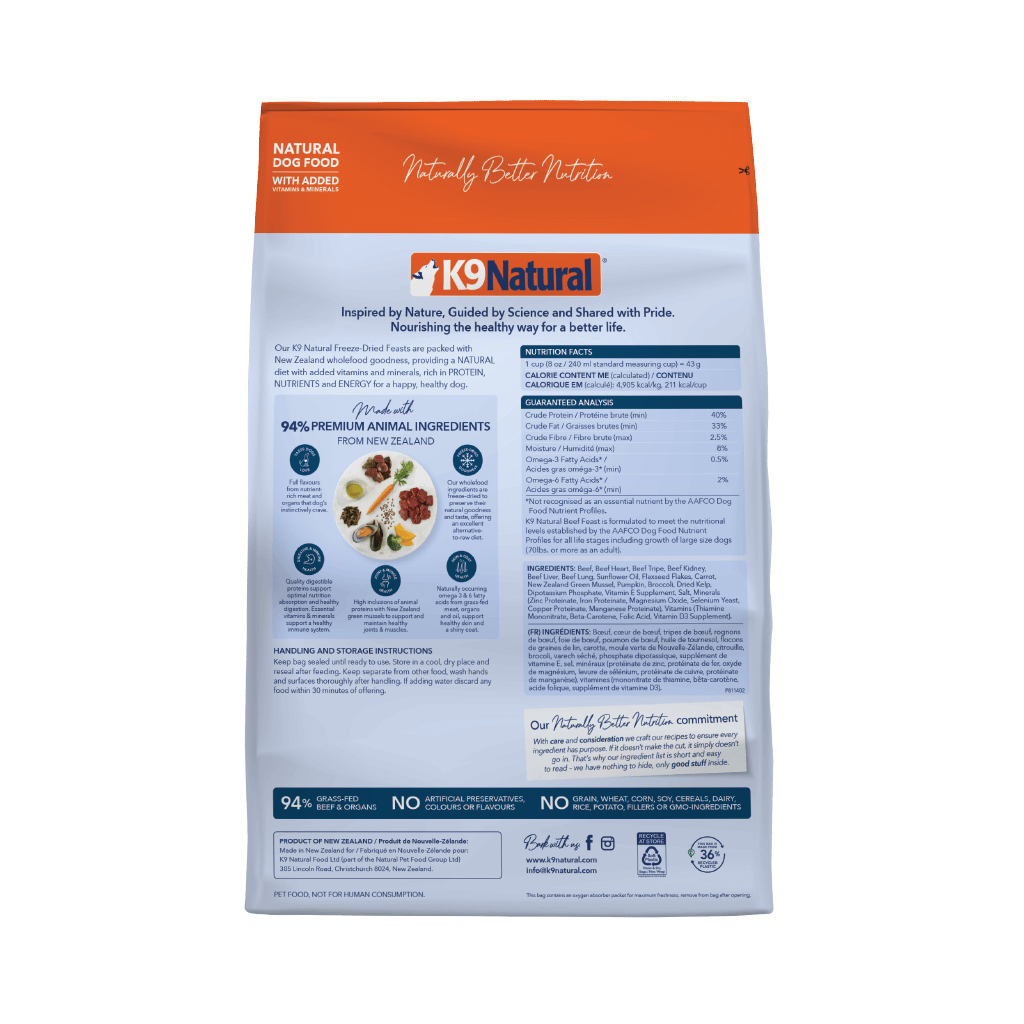 K9 Natural Freeze Dried Beef for Dogs (4 Sizes) - Image 2