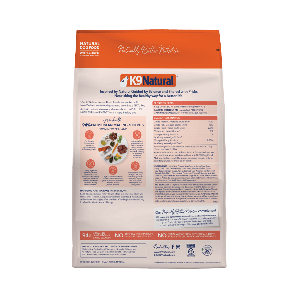 K9 Natural Freeze Dried Lamb & King Salmon for Dogs (3 Sizes) - Image 2