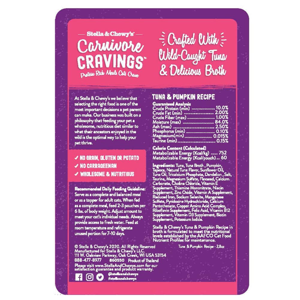 Stella & Chewy's Carnivore Cravings Tuna & Pumpkin Recipe Wet Cat Food 2.8oz - Image 2