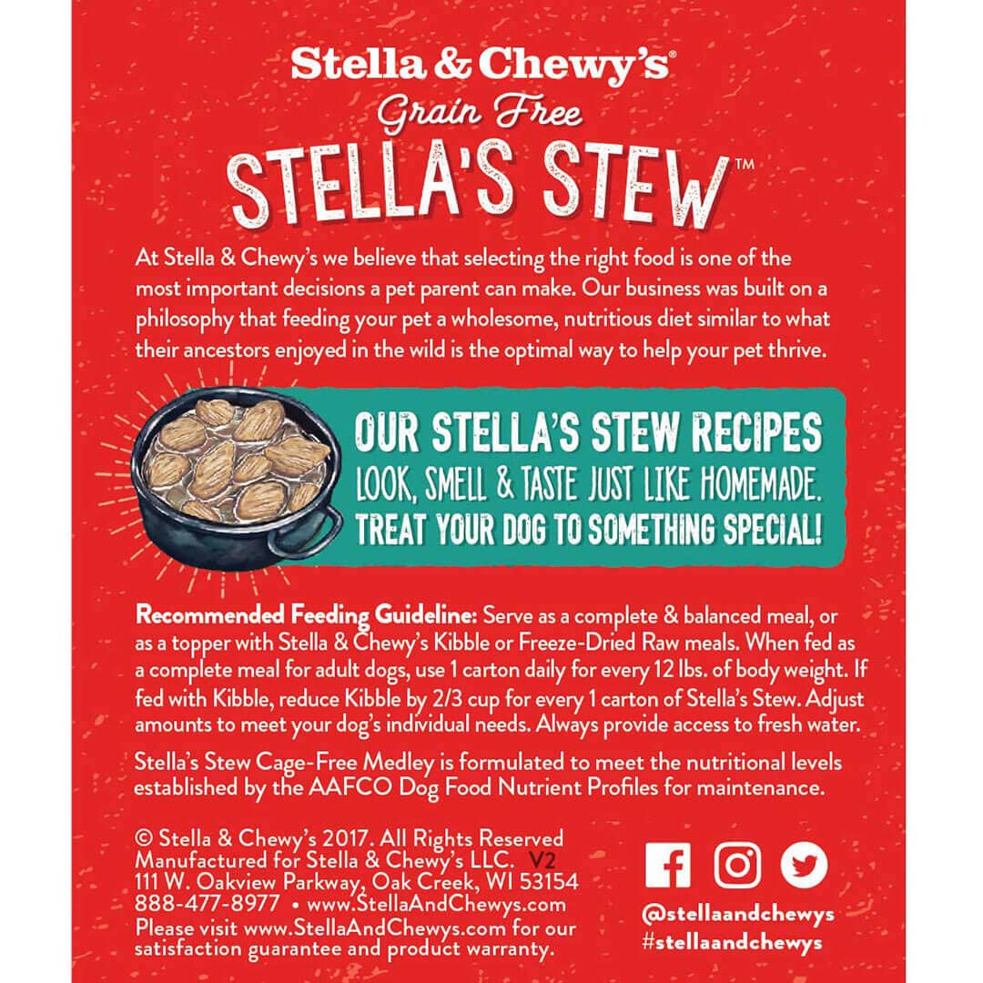 Stella & Chewy’s Cage-Free Medley (Chicken, Turkey & Duck) Stella's Stew Grain Free Wet Dog Food 11oz - Image 2