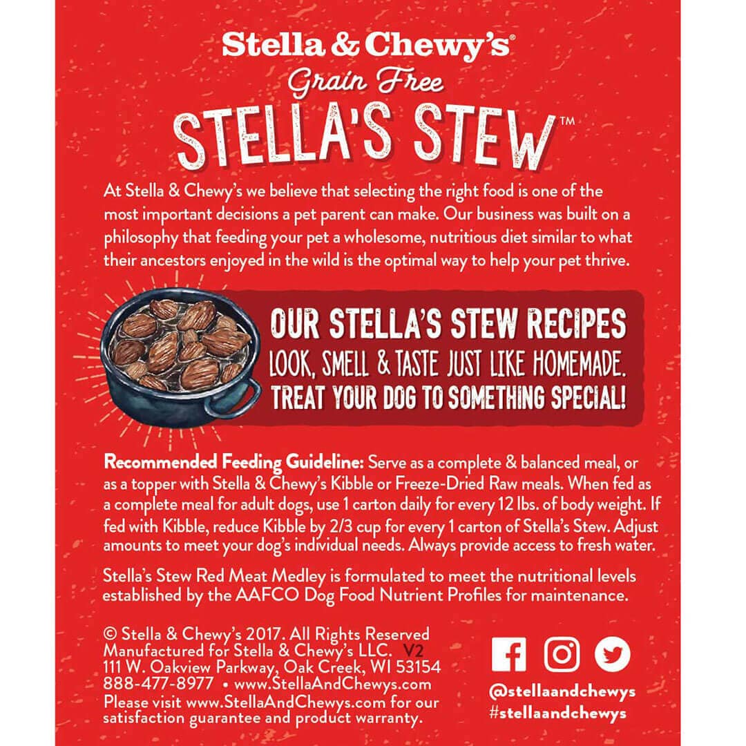 Stella & Chewy’s Red Meat Medley (Beef, Lamb & Elk) Stella's Stew Grain Free Wet Dog Food 11oz - Image 2