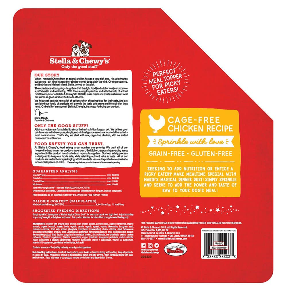  Stella & Chewy's Marie's Magical Dinner Dust Cage-Free Chicken Freeze-Dried Raw Dog Food 7oz - Image 2