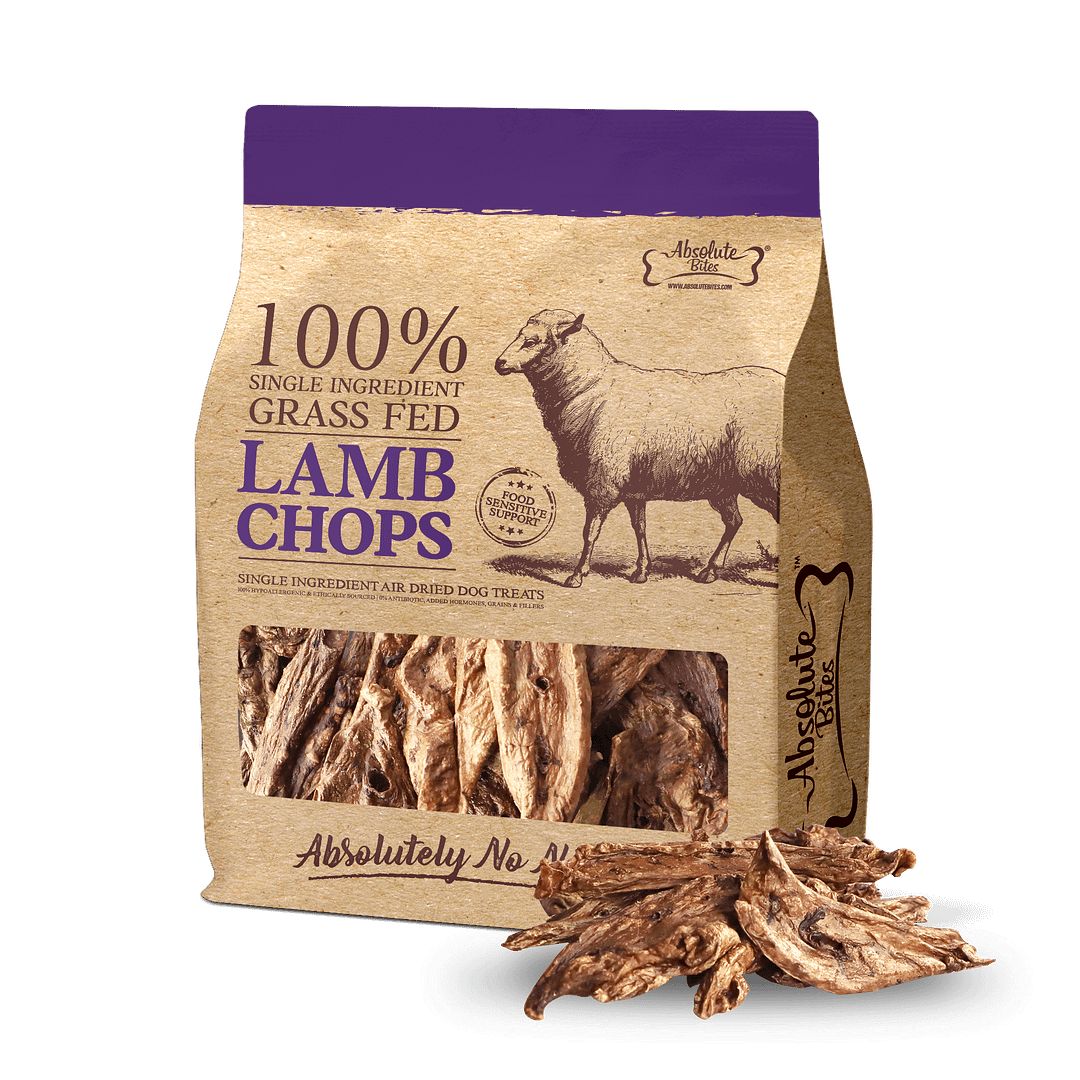 Absolute Bites Single Ingredient Air Dried Treats for Dogs - Lamb Chops (2 Sizes)