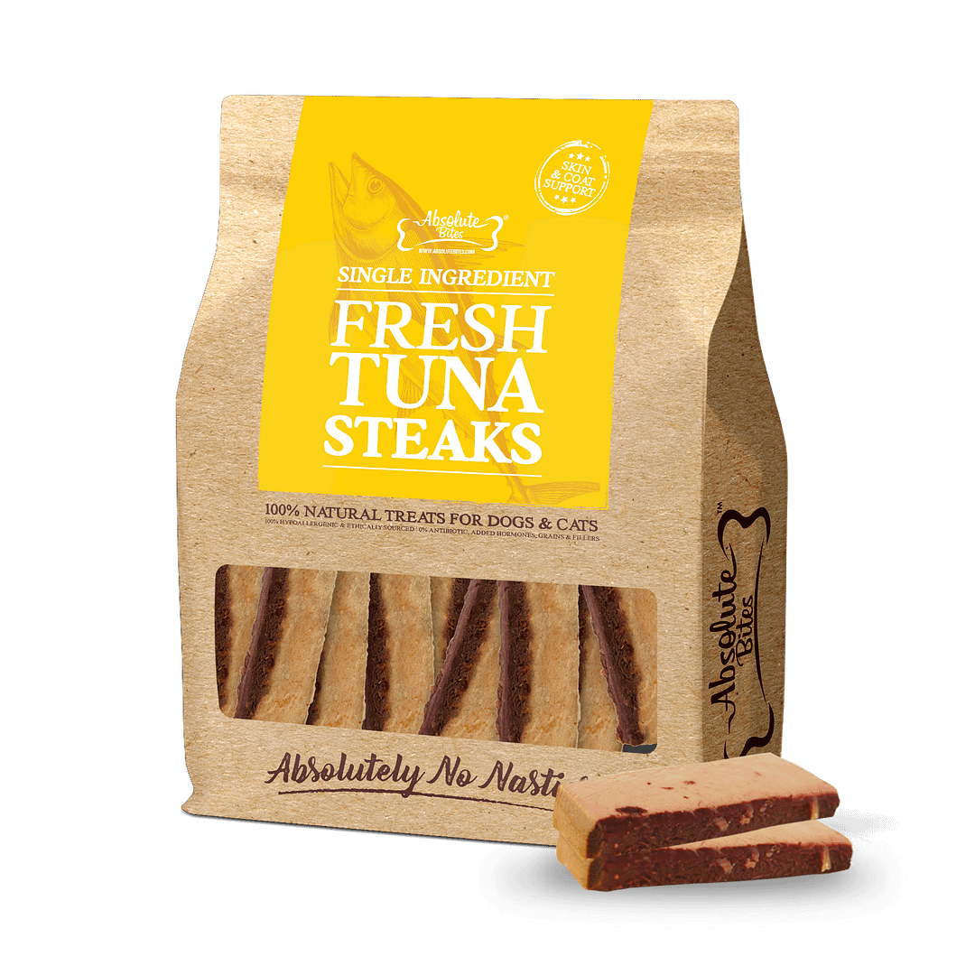 Absolute Bites Single Ingredient Fresh Cuts Treat for Cats & Dogs - Fresh Tuna Steaks 12pcs