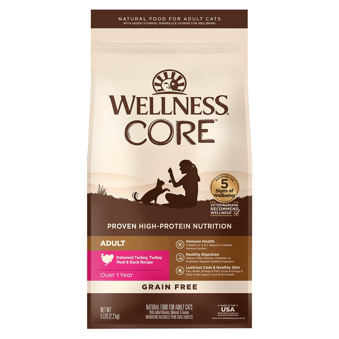 Wellness Core Cat Grain-Free Turkey Meal & Duck Formula Dry Cat Food (3 Sizes)