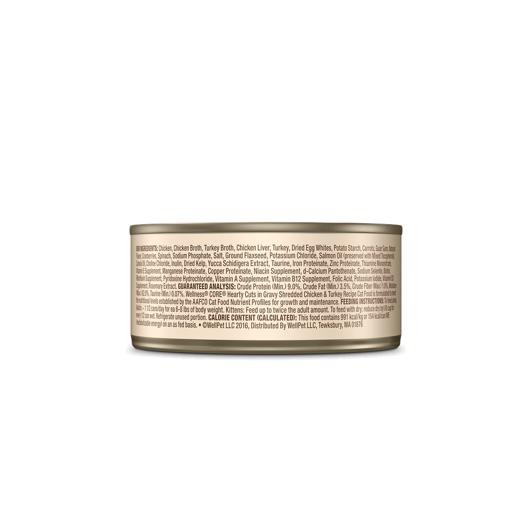 Wellness Core Hearty Cuts in Gravy for Cat – Shredded Chicken & Turkey 5.5oz