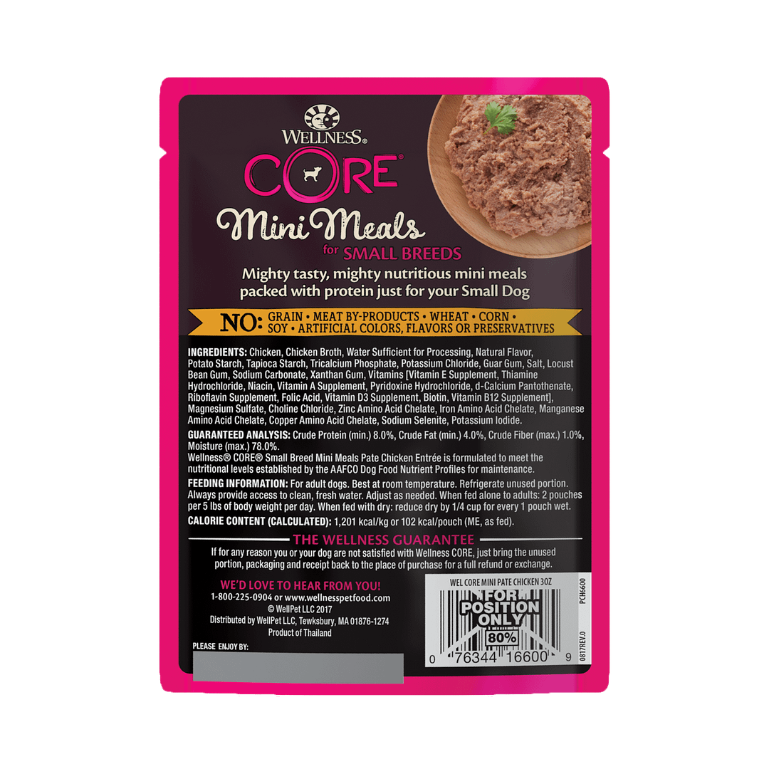 Wellness Core Small Dog Breed Mini Meals – Pâté Chicken Entrée 3oz