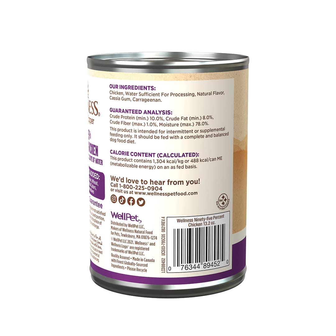 Wellness 95% Grain-Free Canned Dog Food – Chicken 13.2oz - Image 2