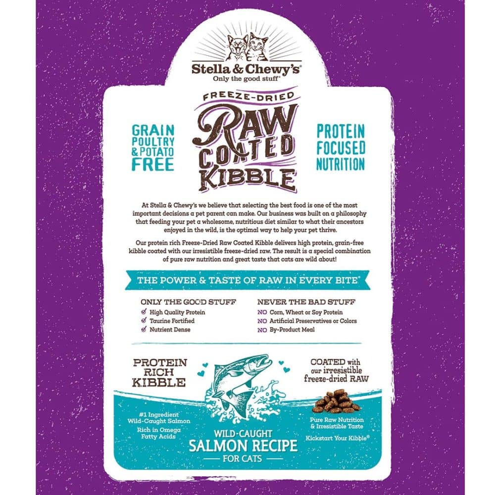 Stella & Chewy's Raw Coated Kibble Wild-Caught Salmon Recipe Freeze Dried Cat Food (2 Sizes) - Image 2