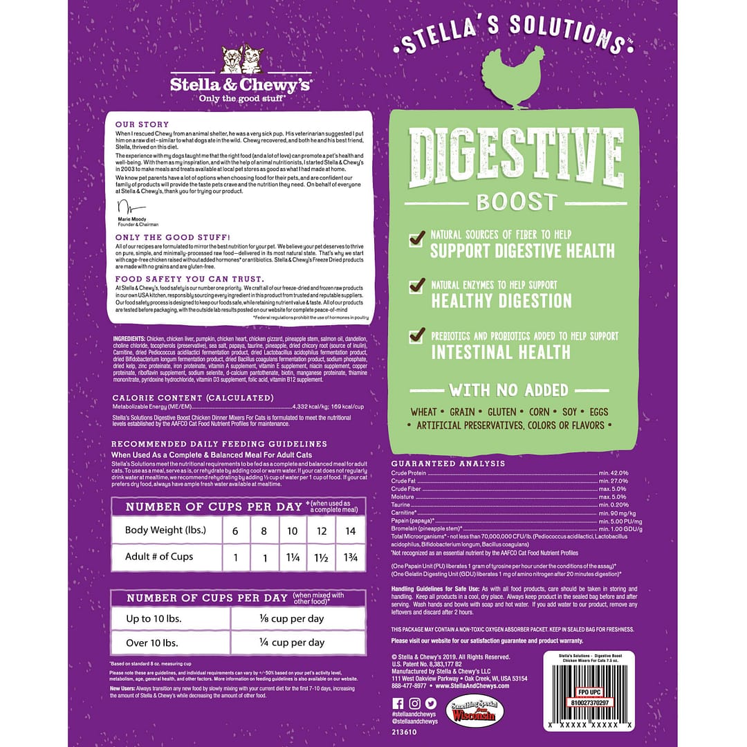 Stella & Chewy's Stella's Solutions Digestive Boost Chicken Freeze-Dried Raw Cat Food, 7.5oz - Image 2