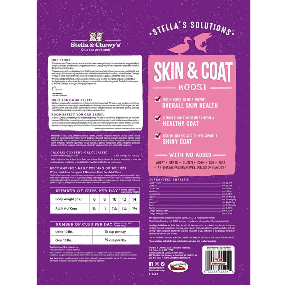 Stella & Chewy's Stella's Solutions Skin & Coat Duck & Salmon Freeze-Dried Raw Cat Food, 7.5oz - Image 2