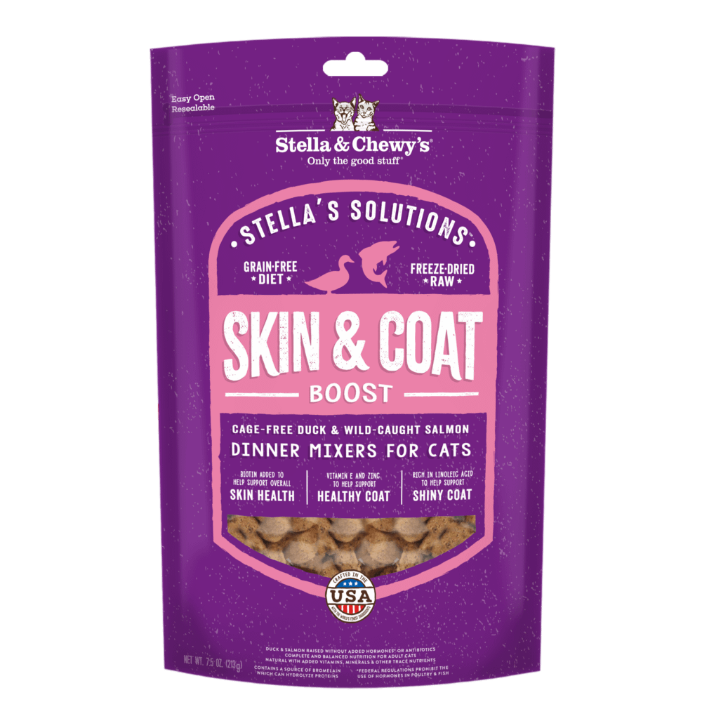 Stella & Chewy's Stella's Solutions Skin & Coat Duck & Salmon Freeze-Dried Raw Cat Food, 7.5oz