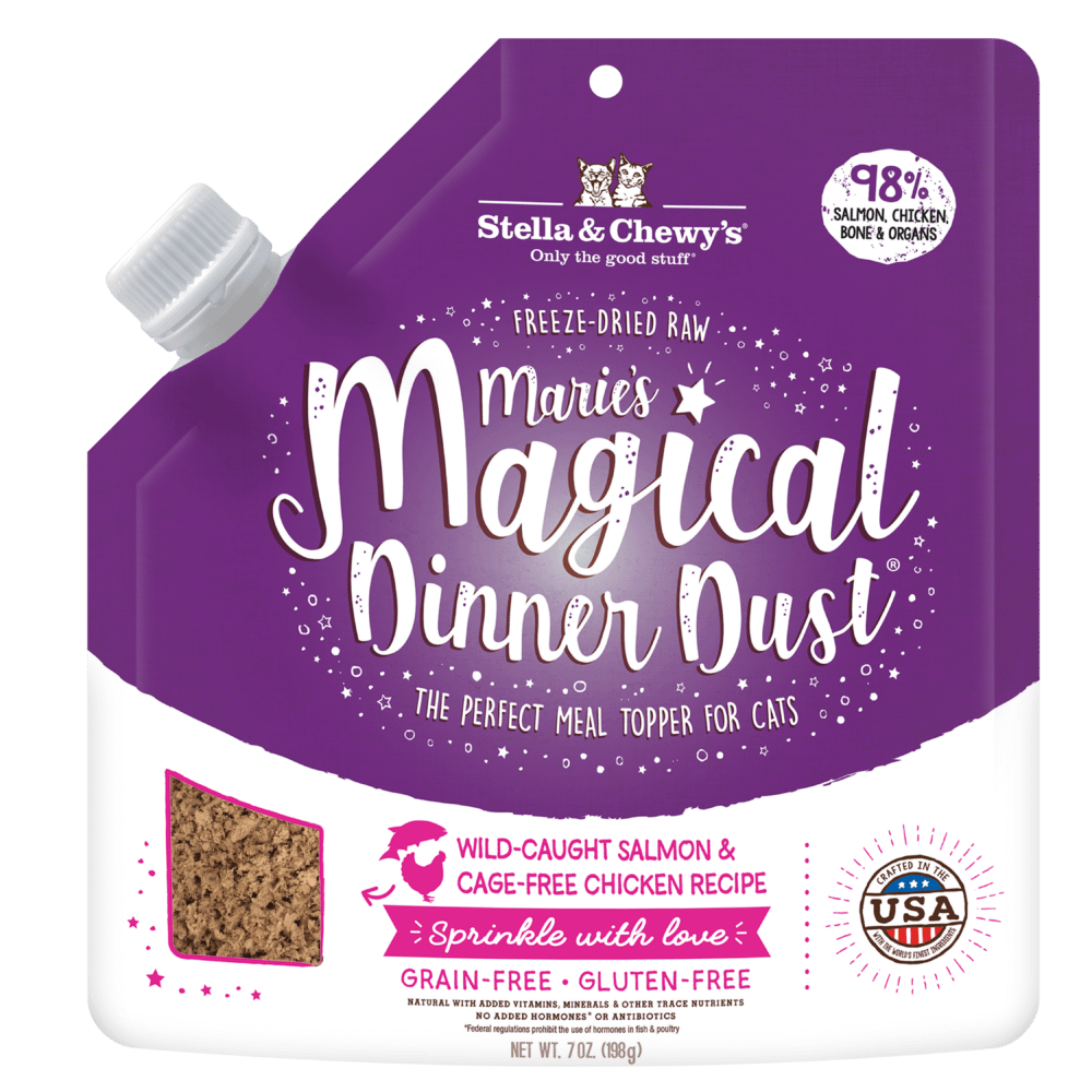 Stella & Chewy's Marie’s Magical Dinner Dust Wild Caught Salmon & Cage Free Chicken Recipe Freeze-Dried Raw Cat Food Topper, 7oz