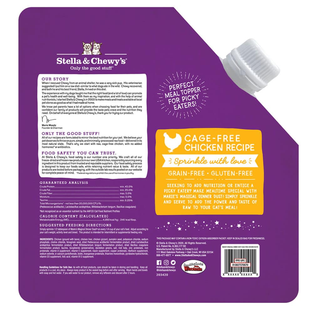 Stella & Chewy's Marie’s Magical Dinner Dust Cage Free Chicken Recipe Freeze-Dried Raw Cat Food Topper, 7oz - Image 2