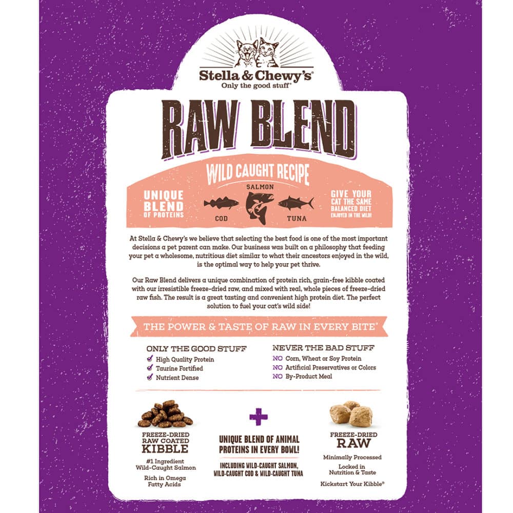 Stella & Chewy's Raw Blend Kibble Wild Caught Recipe Freeze Dried Cat Food 5lb - Image 2