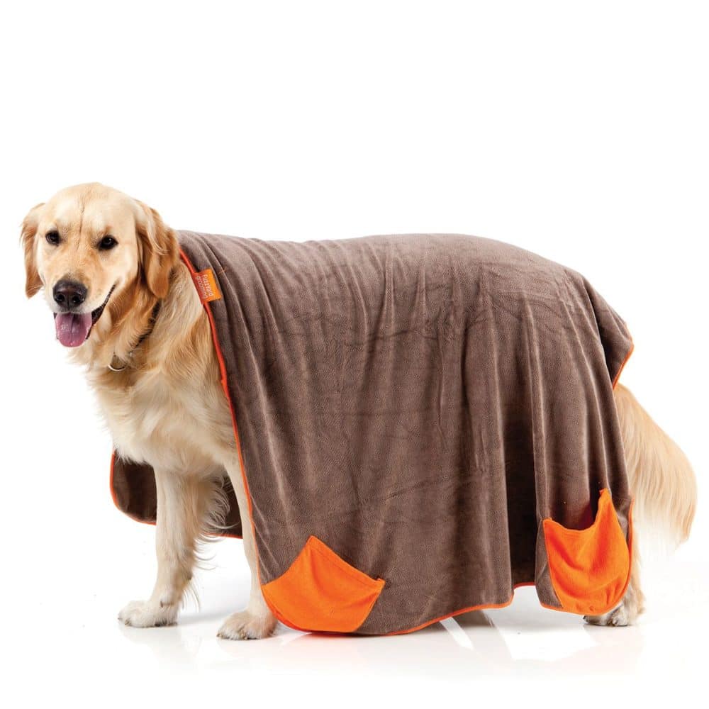 FuzzYard Brown With Orange Trim Microfibre Drying Towel