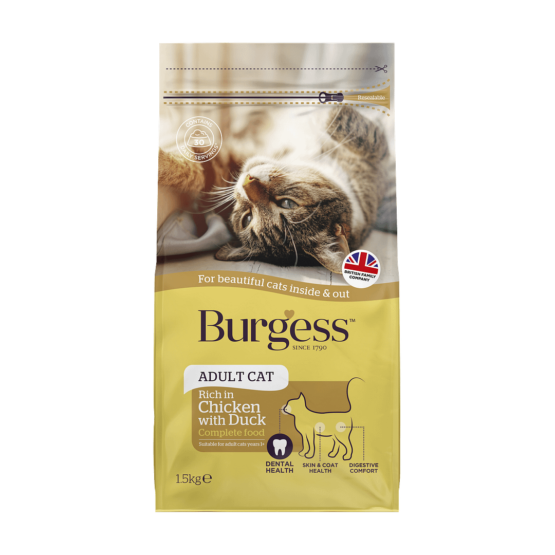 Burgess British Chicken with Duck Adult Cat Dry Food 1.5kg