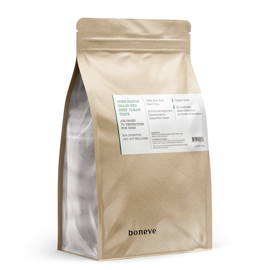 Boneve Air-Dried Free-Range Grass-Fed Beef Clean Tripe Slice Treat for Dogs 100g