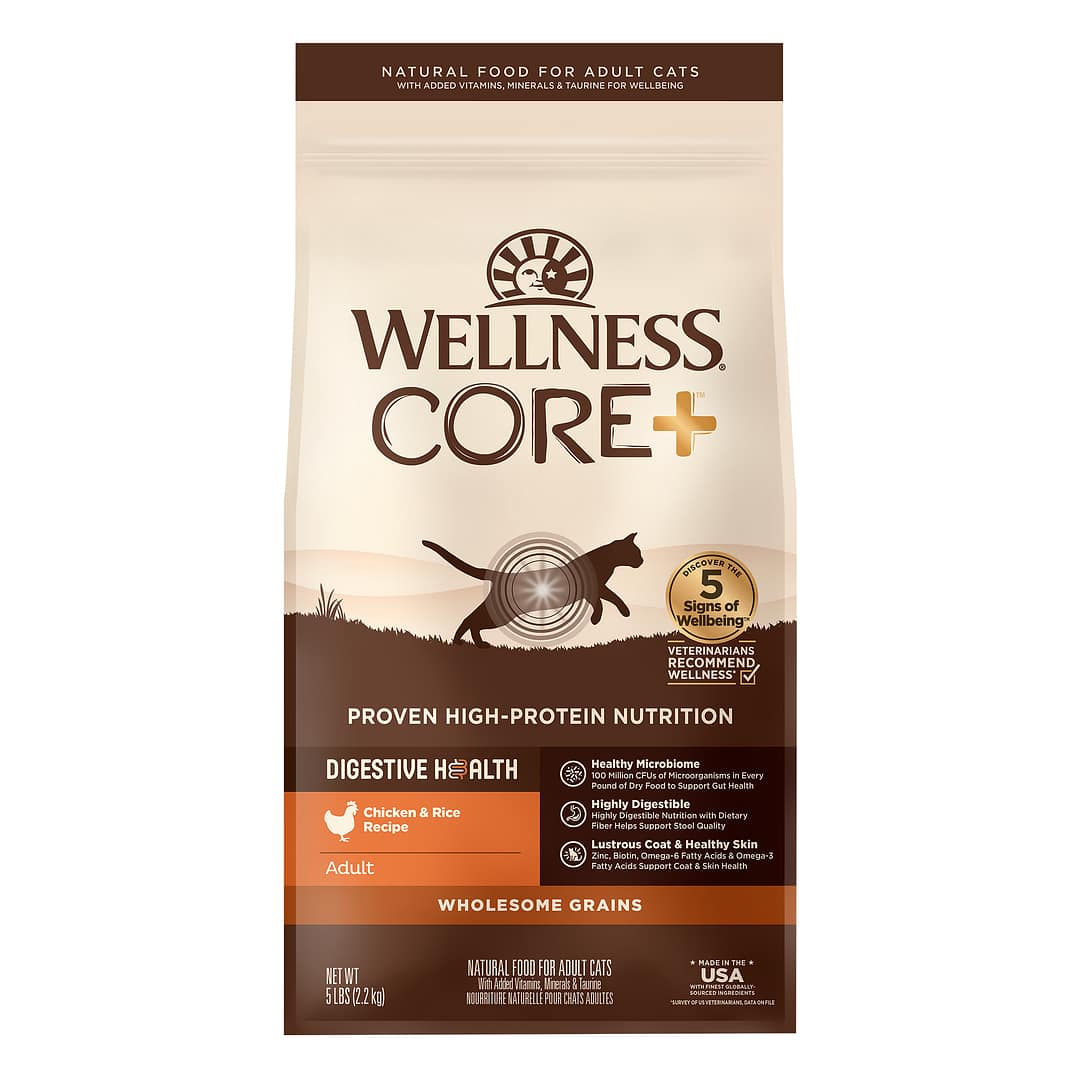Wellness CORE Digestive Health with Wholesome Grains Chicken Recipe Chicken & Rice Dry food for Cats (2 Sizes)