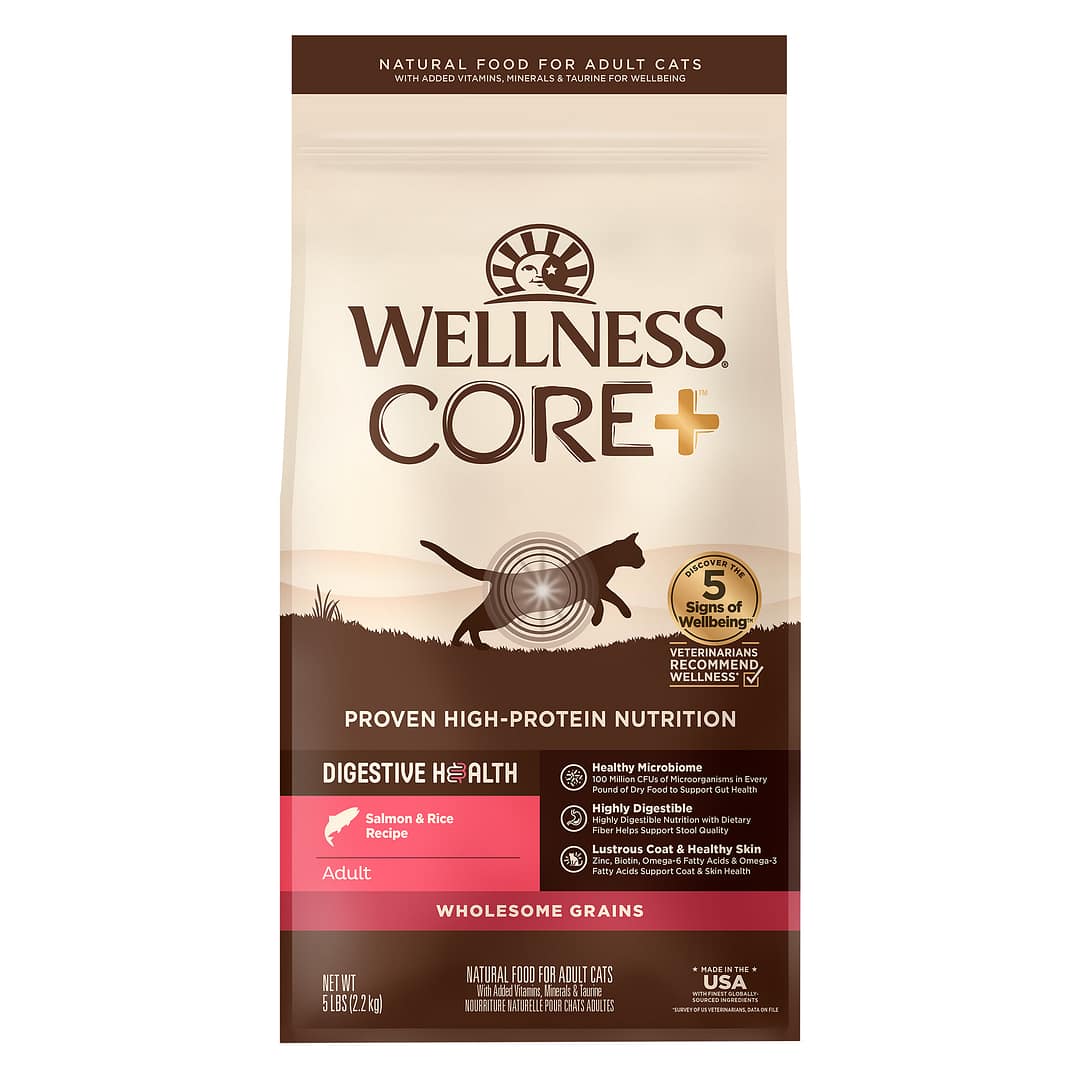 Wellness CORE Digestive Health with Wholesome Grains Salmon Recipe - Salmon & Rice Dry food for Cats (2 Sizes)