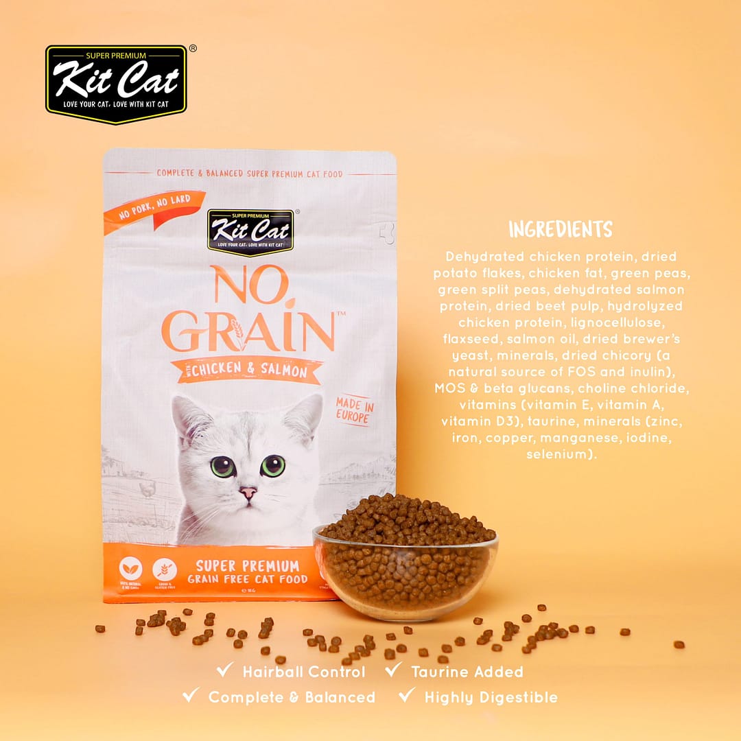 Kit Cat No Grain Dry Cat Food Chicken & Salmon (2 Sizes) - Image 3