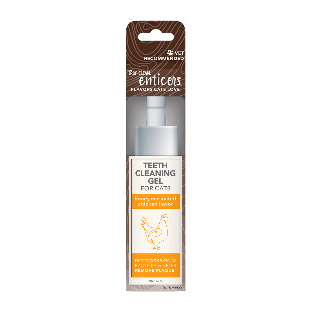 TropiClean Enticers Teeth Cleaning Gel for Cats - Honey Marinated Chicken Flavor 2oz