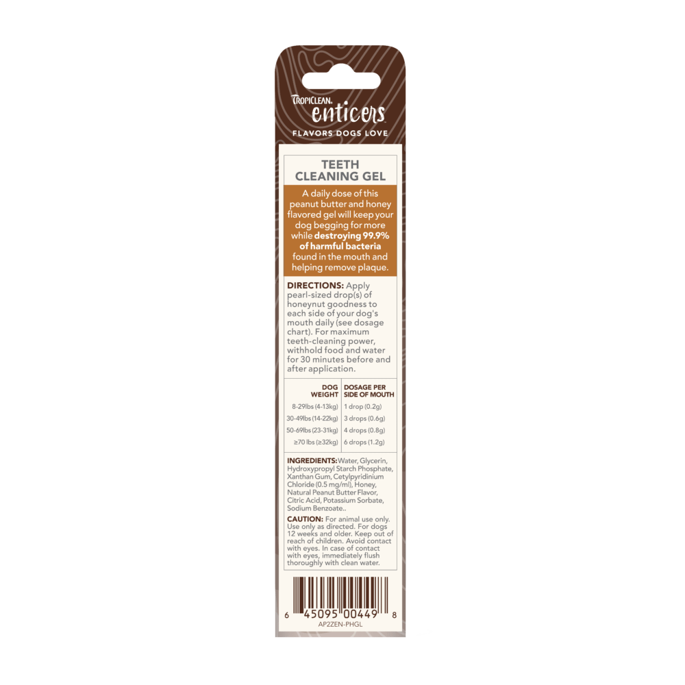 TropiClean Enticers Teeth Cleaning Gel for Dogs - Peanut Butter & Honey Flavor 2oz - Image 2