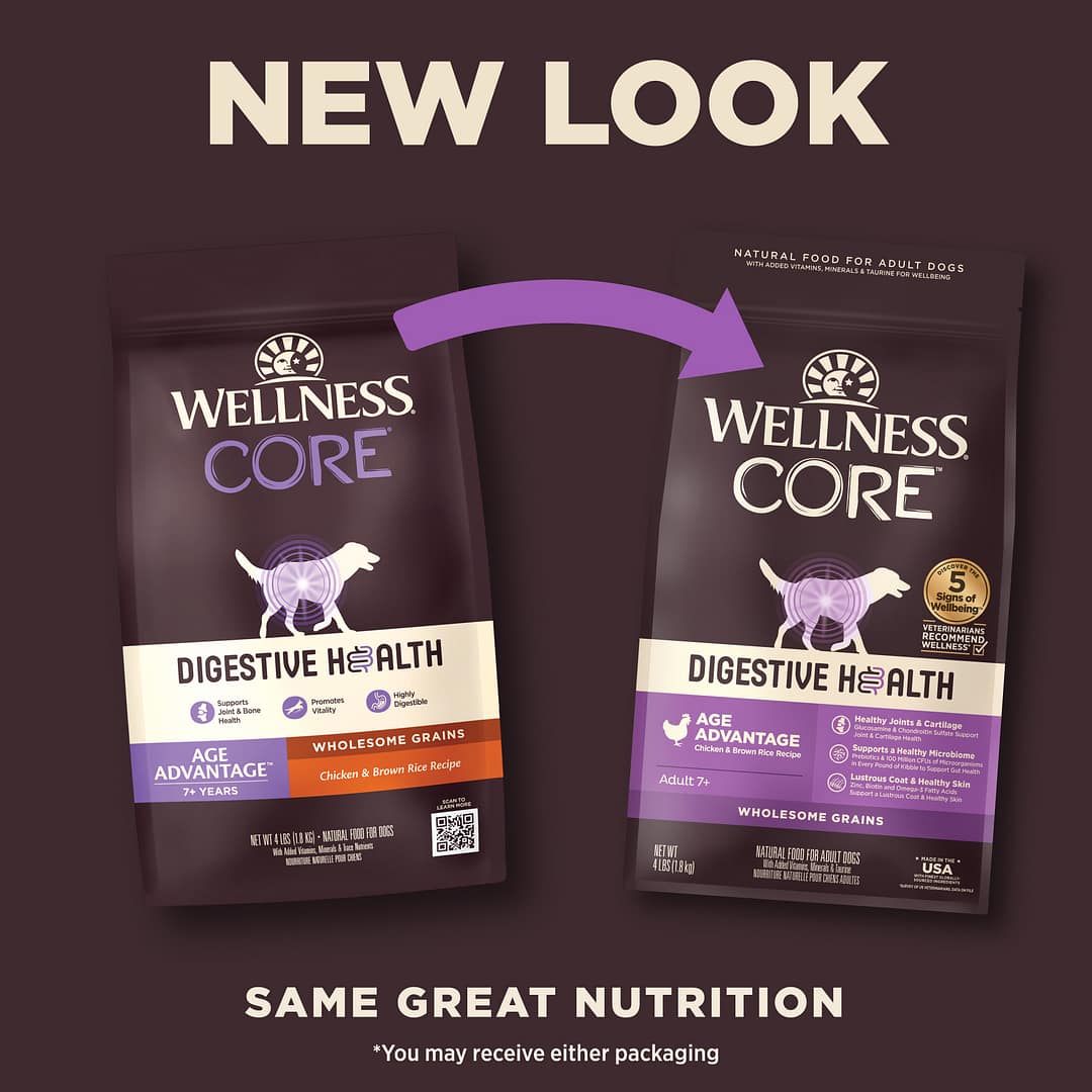 Wellness CORE Digestive Health Age Advantage Chicken & Brown Rice Recipe Dry Dog Food (2 Sizes) - Image 3