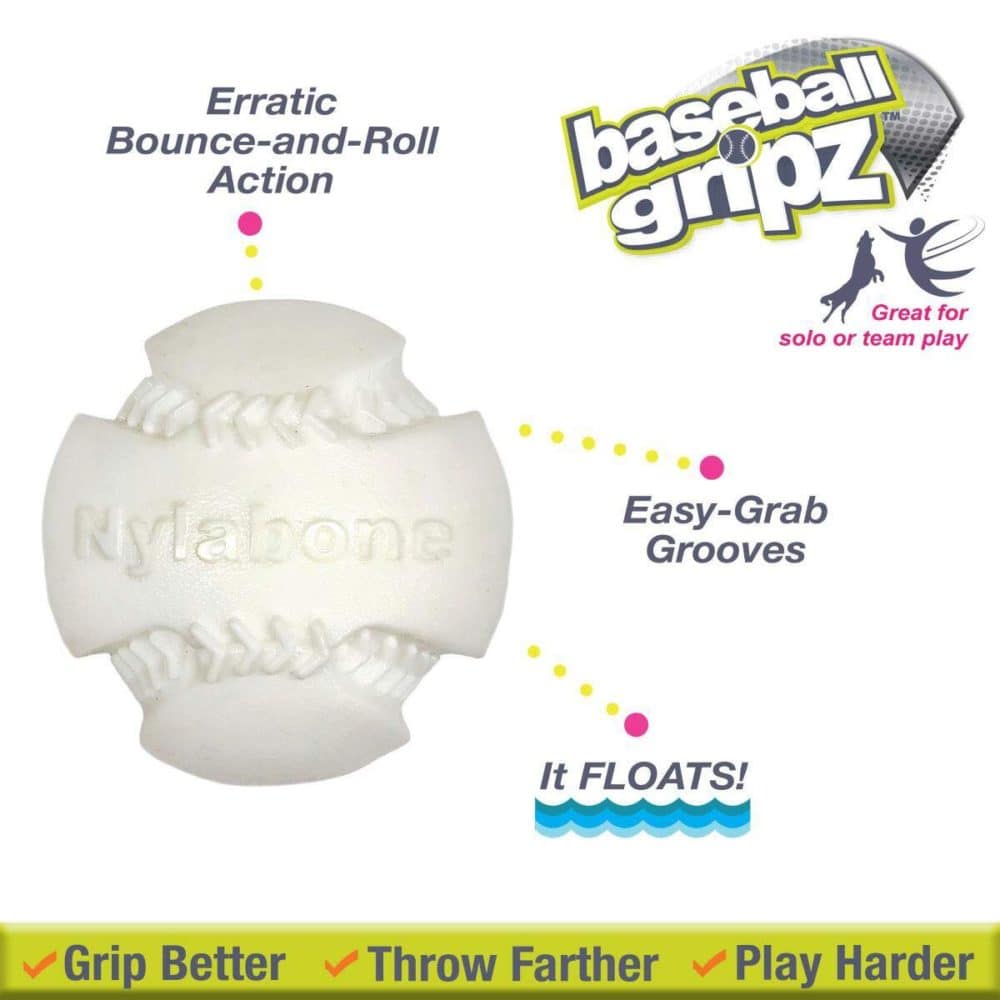 Nylabone Power Play Baseball Gripz Dog Toy - Image 2