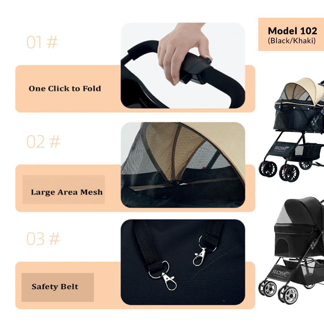 BNDC Pet Stroller 102 (Khaki) - Image 2