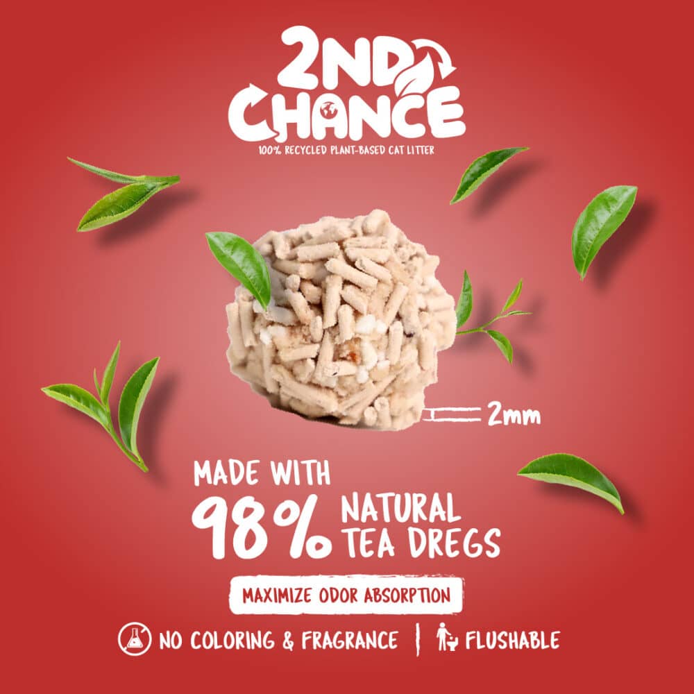 Kit Cat 2nd Chance 100% Recycled Plant-Based Clumping Cat Litter - Black Tea Leaves (2.5KG) - Image 3