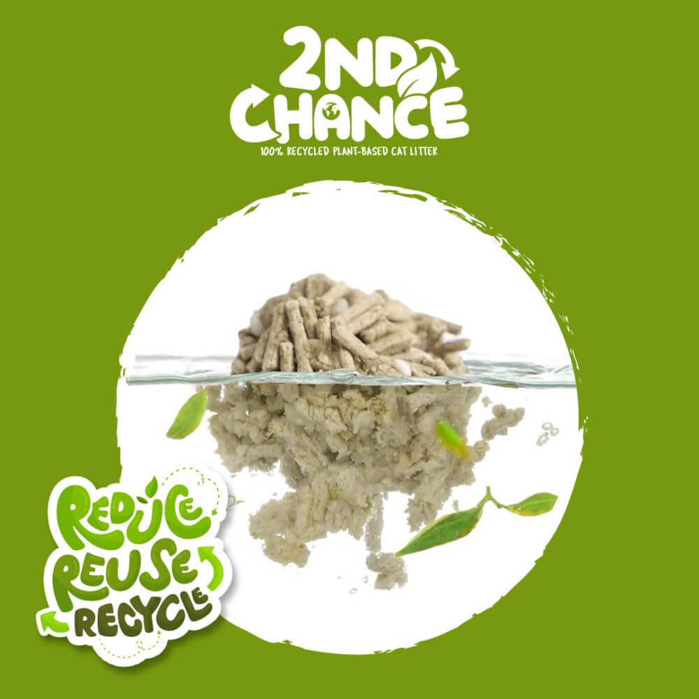 Kit Cat 2nd Chance 100% Recycled Plant-Based Clumping Cat Litter - Green Tea Leaves (2.5KG) - Image 3