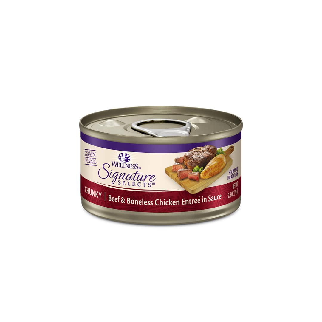 Wellness CORE Signature Selects Chunky Beef & Boneless Chicken Entree in Sauce Canned Cat Food 2.8oz - Image 3