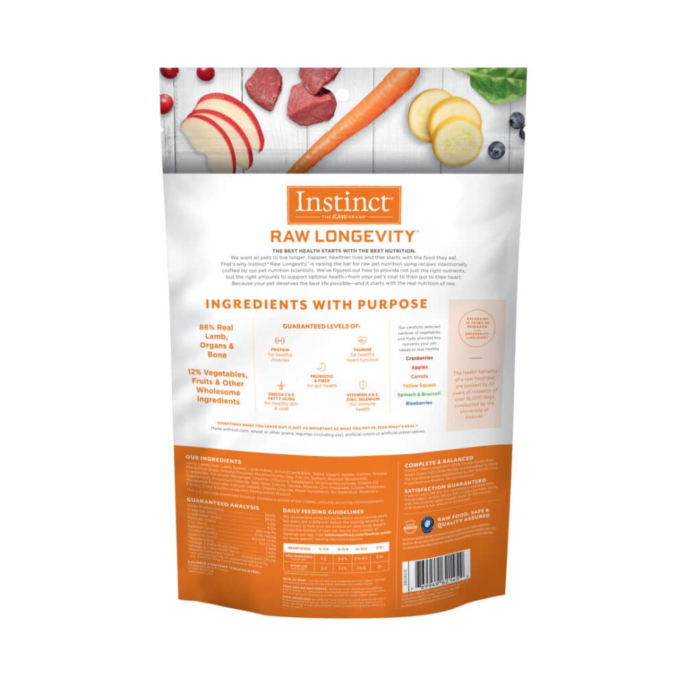 Instinct Raw Longevity 100% Freeze-Dried Raw Meals Grass-Fed Lamb Recipe Dog Food 9.5 oz - Image 2