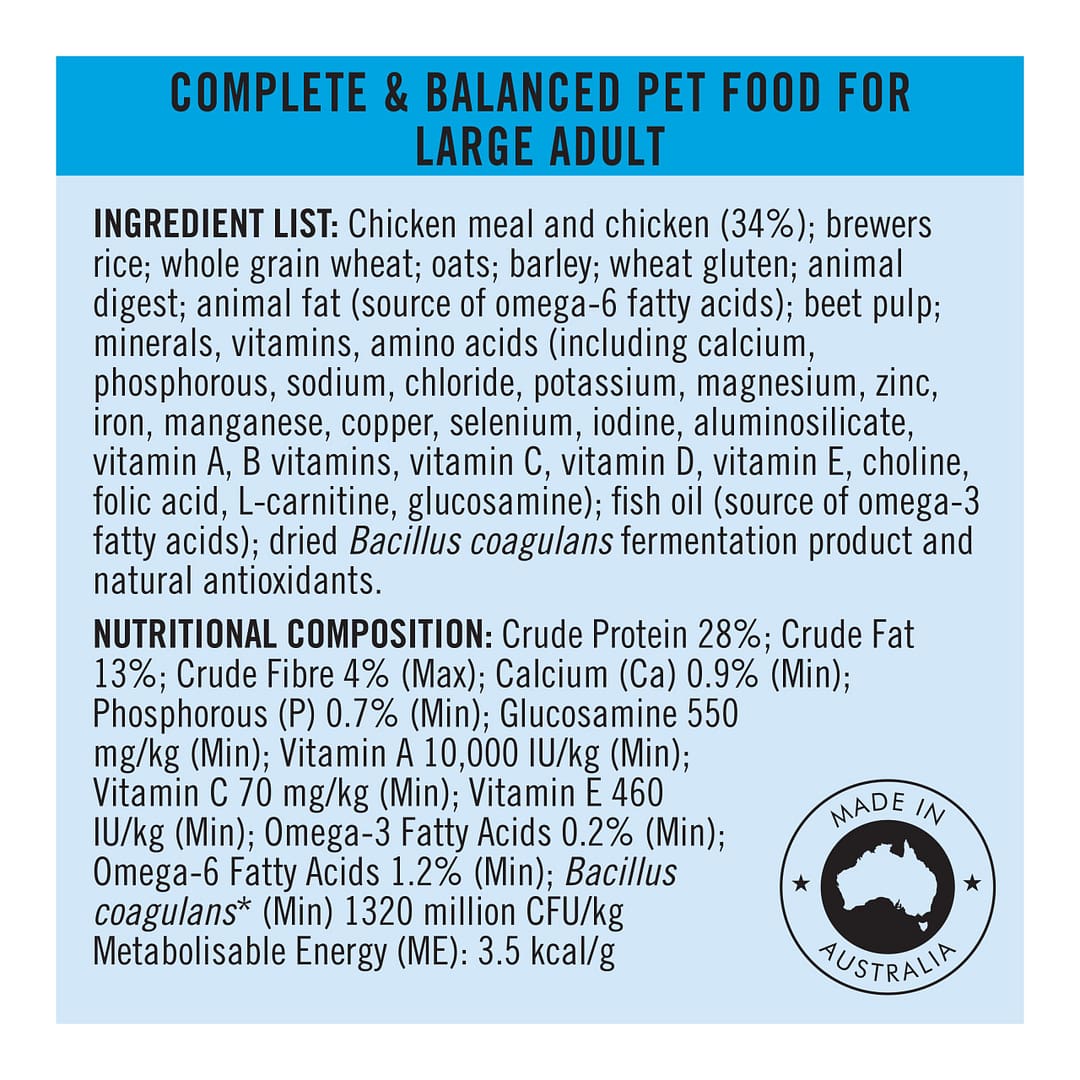 Purina PRO PLAN Adult Large Chicken Formula with Probiotics - Dry Dog Food 15kg - Image 9