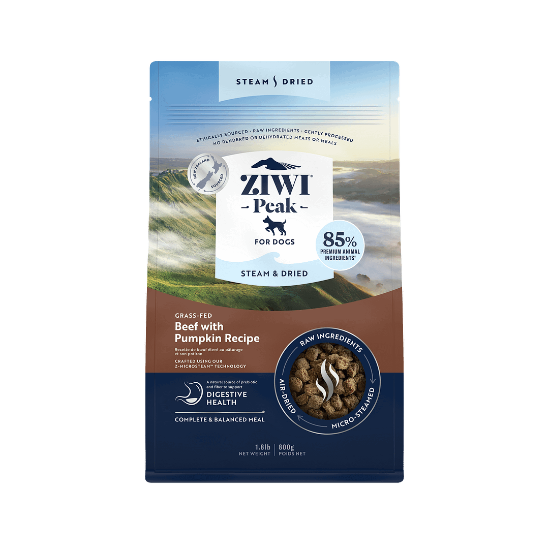 Ziwi Peak Steam & Dried Grass-Fed Beef with Pumpkin Dry Dog Food (3 Sizes)