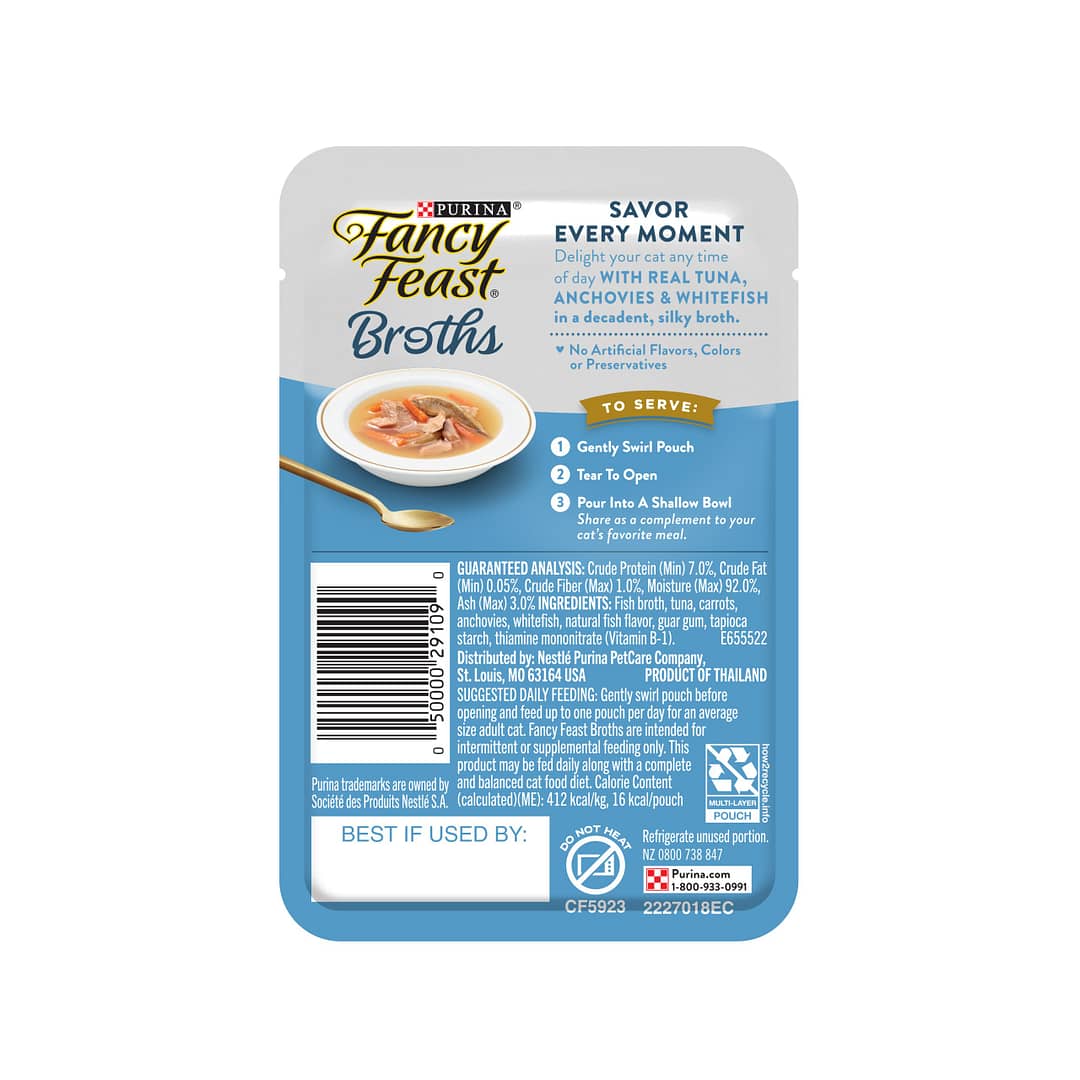Purina Fancy Feast Broths Classic Tuna, Anchovies & Whitefish Wet Cat Food 40g - Image 8