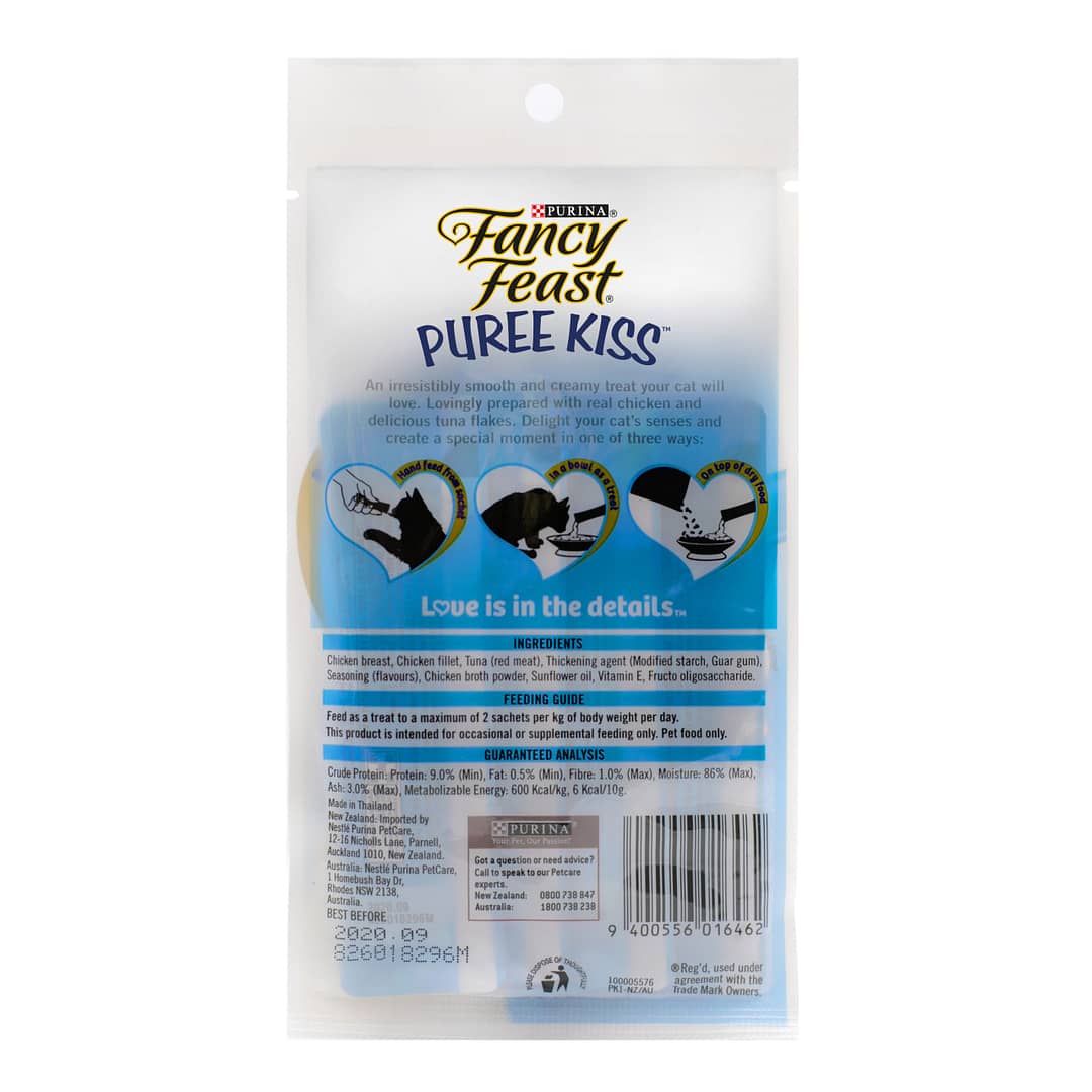 Purina Fancy Feast Puree Kiss - Chicken Puree with Tuna Flakes - Cat Treats 10g x 4 - Image 2
