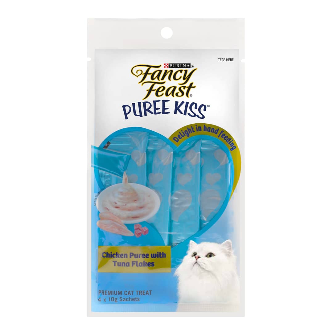 Purina Fancy Feast Puree Kiss - Chicken Puree with Tuna Flakes - Cat Treats 10g x 4