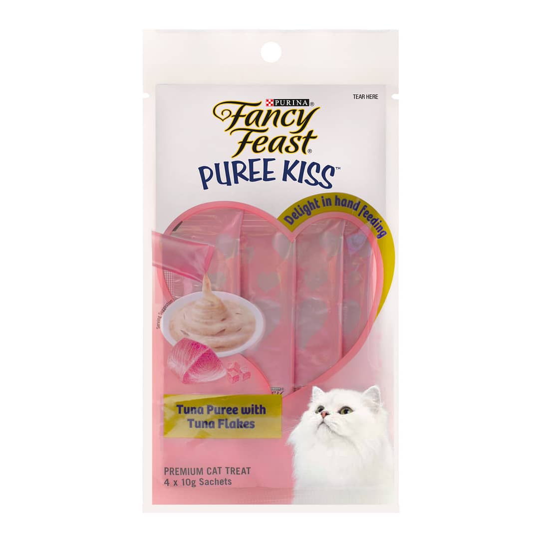 Purina Fancy Feast Puree Kiss - Tuna Puree with Tuna Flakes - Cat Treat 10g x 4