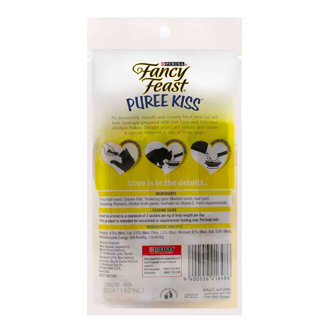 Purina Fancy Feast Puree Kiss - Tuna Puree with Chicken Flakes - Cat Treats 10g x 4 - Image 2