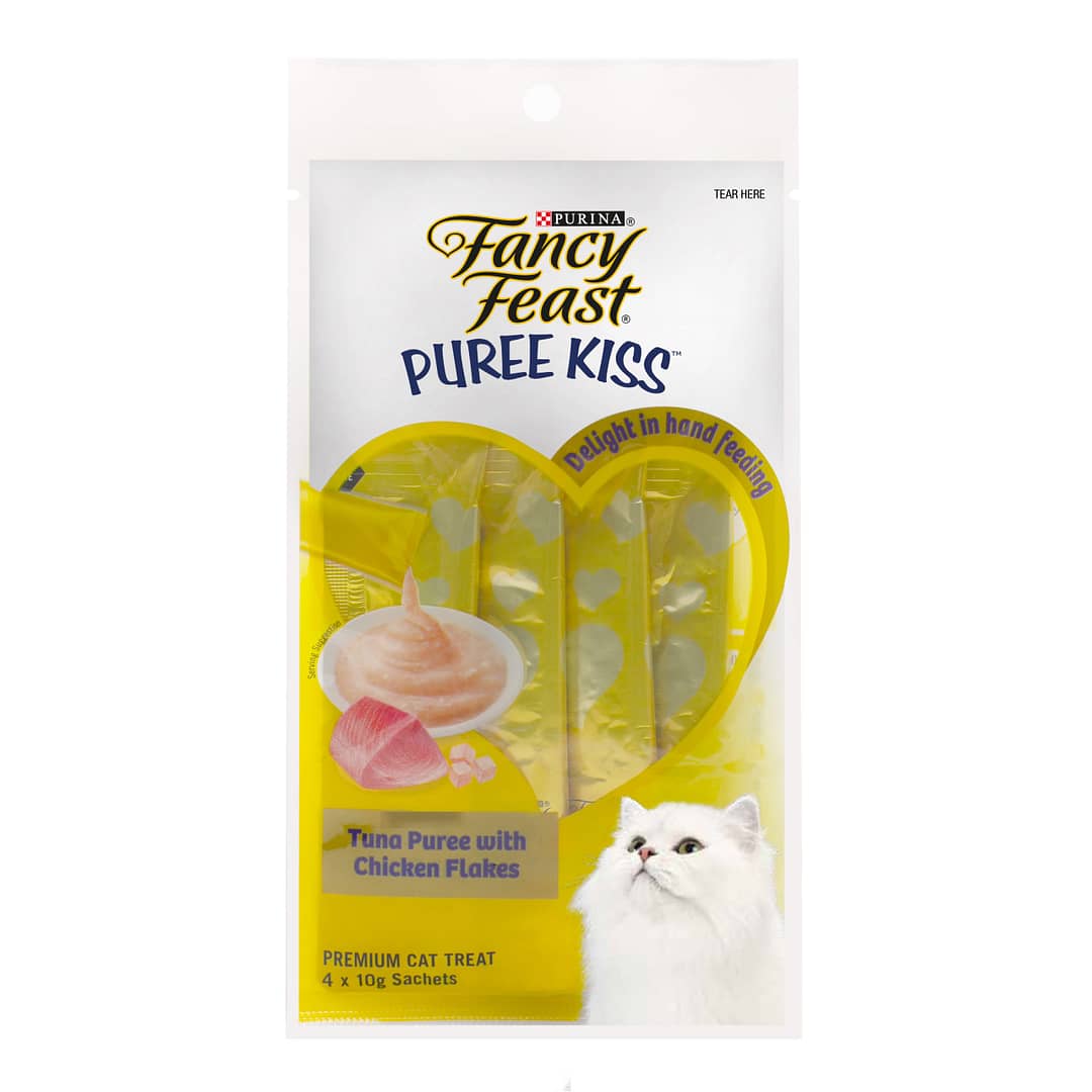 Purina Fancy Feast Puree Kiss - Tuna Puree with Chicken Flakes - Cat Treats 10g x 4