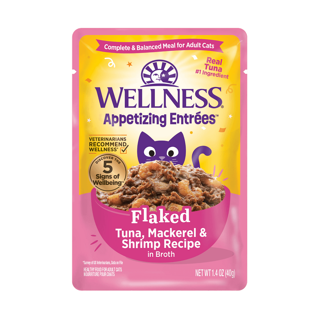 Wellness Appetizing Entrees Flaked Tuna, Mackerel & Shrimp Recipe Wet Cat Food (1.4oz)